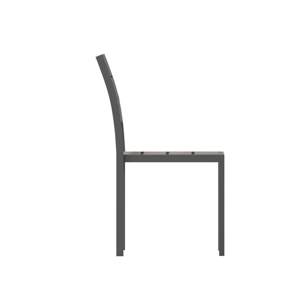 English Elm Finch Commercial Grade Armless Patio Chair - Durable Stackable Seating for Outdoor & Indoor Use Gray SB-CA108-GRY-GG