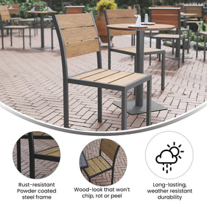 English Elm Finch Commercial Grade Armless Patio Chair - Durable Stackable Seating for Outdoor & Indoor Use Natural SB-CA108-NAT-GG