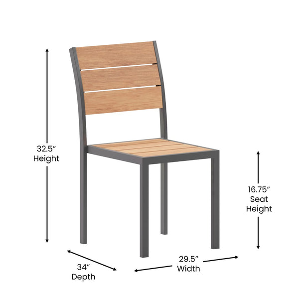 English Elm Finch Commercial Grade Armless Patio Chair - Durable Stackable Seating for Outdoor & Indoor Use Natural SB-CA108-NAT-GG