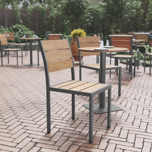 English Elm Finch Commercial Grade Armless Patio Chair - Durable Stackable Seating for Outdoor & Indoor Use Natural SB-CA108-NAT-GG