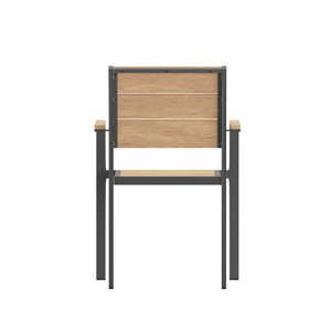 English Elm Finch Commercial-Grade Patio Chair with Faux Teak Slats and Sturdy Metal Frame for Indoor/Outdoor Use Natural SB-CA108-WA-NAT-GG