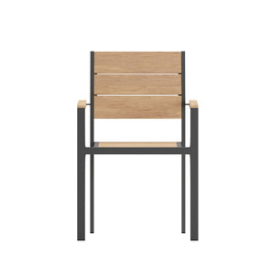English Elm Finch Commercial-Grade Patio Chair with Faux Teak Slats and Sturdy Metal Frame for Indoor/Outdoor Use Natural SB-CA108-WA-NAT-GG