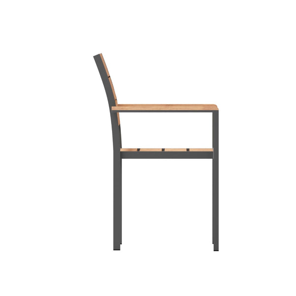 English Elm Finch Commercial-Grade Patio Chair with Faux Teak Slats and Sturdy Metal Frame for Indoor/Outdoor Use Natural SB-CA108-WA-NAT-GG