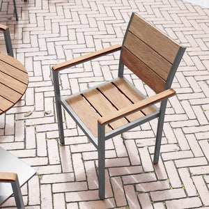 English Elm Finch Commercial-Grade Patio Chair with Faux Teak Slats and Sturdy Metal Frame for Indoor/Outdoor Use Natural SB-CA108-WA-NAT-GG