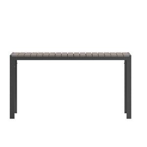 English Elm Finch Commercial-Grade Outdoor Dining Table with Faux Teak Slats and Metal Frame for All-Weather Use Gray Top/Gray Frame 55" x 31.5" SB-TB269-GRY-GG