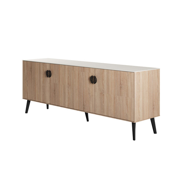 Haley Sideboard 78.7 in Natural & Nude in Natural and Nude SB002-NN Manhattan Comfort