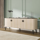 Haley Sideboard 78.7 in White & Black Marble  in White and Black Marble SB002-WB Manhattan Comfort