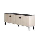 Haley Sideboard 78.7 in White & Black Marble  in White and Black Marble SB002-WB Manhattan Comfort