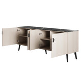 Haley Sideboard 78.7 in White & Black Marble  in White and Black Marble SB002-WB Manhattan Comfort