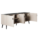 Haley Sideboard 78.7 in White & Black Marble  in White and Black Marble SB002-WB Manhattan Comfort