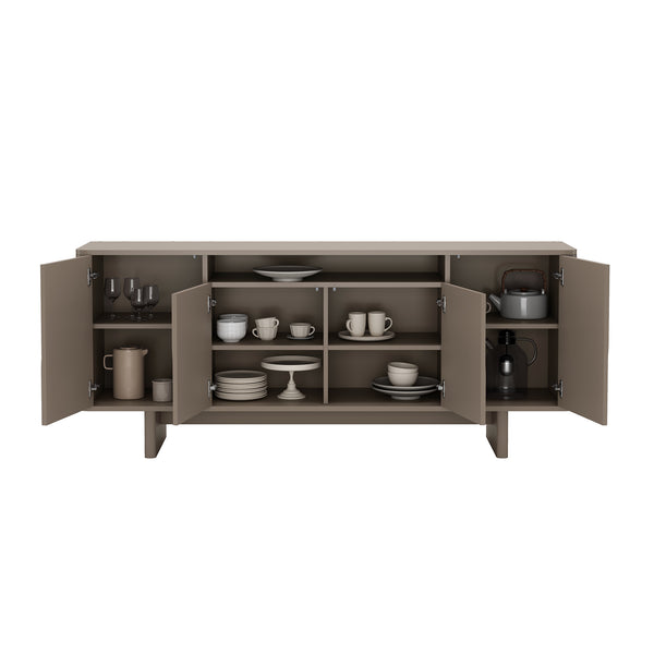 Manhattan Comfort Ella Sideboard - Effortlessly Elegant Storage Solution With Soft Rounded Edges For Timeless Charm Mocha Mdf Sb005-mo