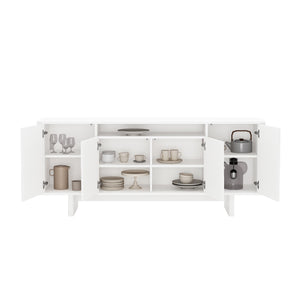 Manhattan Comfort Ella Sideboard - Effortlessly Elegant Storage Solution With Soft Rounded Edges For Timeless Charm White Mdf Sb005-wh