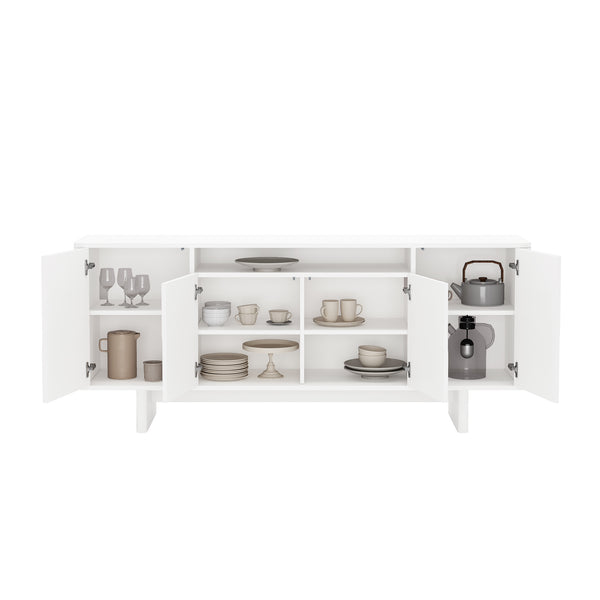Manhattan Comfort Ella Sideboard - Effortlessly Elegant Storage Solution With Soft Rounded Edges For Timeless Charm White Mdf Sb005-wh