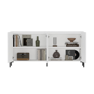 Manhattan Comfort Abbey Sideboard - Elegant Design With 4 Adjustable Shelves For Stylish Organization And Charm White Mdp Sb006-wh