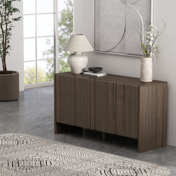 Manhattan Comfort Linda Modern 60" Sideboard - Elevated Storage Solution With Minimalist Design For Stylish Living Spaces Walnut Brown Mdp Sb008-br