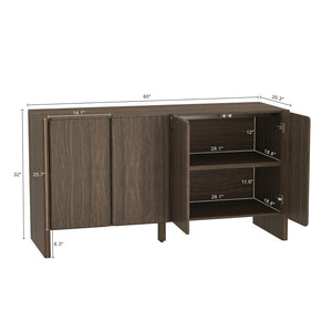 Manhattan Comfort Linda Modern 60" Sideboard - Elevated Storage Solution With Minimalist Design For Stylish Living Spaces Walnut Brown Mdp Sb008-br