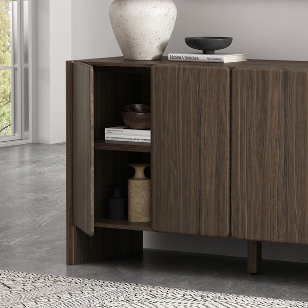 Manhattan Comfort Linda Modern 60" Sideboard - Elevated Storage Solution With Minimalist Design For Stylish Living Spaces Walnut Brown Mdp Sb008-br