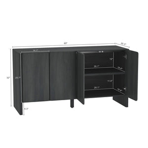 Manhattan Comfort Linda Modern 60" Sideboard - Elevated Storage Solution With Minimalist Design For Stylish Living Spaces Charcoal Grey Mdp Sb008-gy