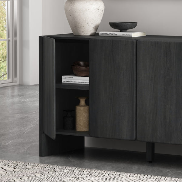 Manhattan Comfort Linda Modern 60" Sideboard - Elevated Storage Solution With Minimalist Design For Stylish Living Spaces Charcoal Grey Mdp Sb008-gy