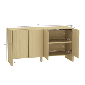Manhattan Comfort Linda Modern 60" Sideboard - Elevated Storage Solution With Minimalist Design For Stylish Living Spaces Natural Oak Mdp Sb008-na