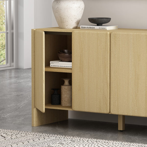 Manhattan Comfort Linda Modern 60" Sideboard - Elevated Storage Solution With Minimalist Design For Stylish Living Spaces Natural Oak Mdp Sb008-na