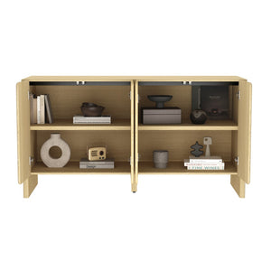 Manhattan Comfort Linda Modern 60" Sideboard - Elevated Storage Solution With Minimalist Design For Stylish Living Spaces Natural Oak Mdp Sb008-na