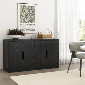 Manhattan Comfort Rivington Modern 60" Sideboard - Elegant Storage Solution With Adjustable Shelves For Any Space Black Mdp Sb009-bk