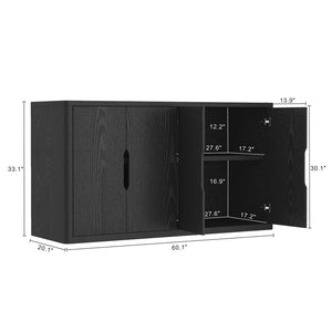 Manhattan Comfort Rivington Modern 60" Sideboard - Elegant Storage Solution With Adjustable Shelves For Any Space Black Mdp Sb009-bk