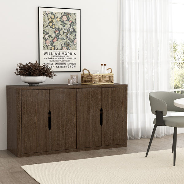 Manhattan Comfort Rivington Modern 60" Sideboard - Elegant Storage Solution With Adjustable Shelves For Any Space Walnut Mdp Sb009-br