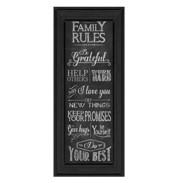 English Elm "family Rules" Typography Framed Wall Art Black Wood Ready to Hang Gallery Print B06786692