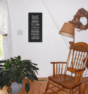 English Elm "family Rules" Typography Framed Wall Art Black Wood Ready to Hang Gallery Print B06786692