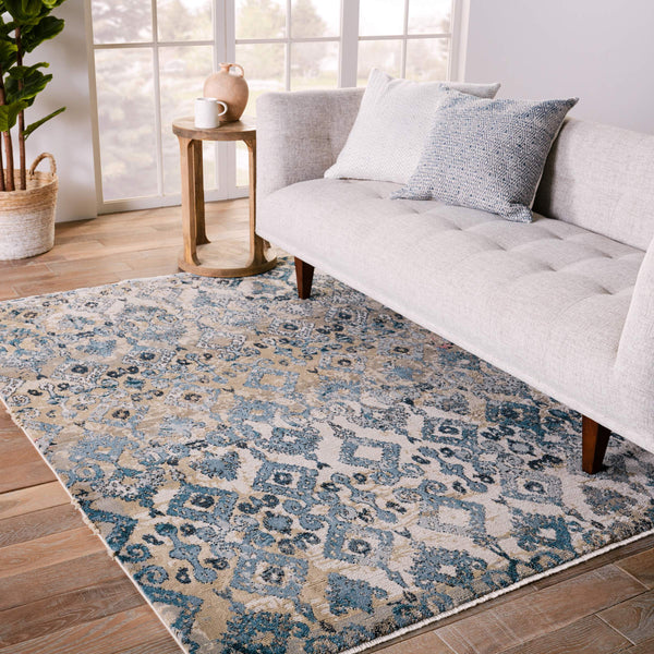 Jaipur Living Nikki Chu Sanaa Ikat Runner Rug Distressed African Motif Fringe Hallway Accent Blue 2'6"X8' RUG151386