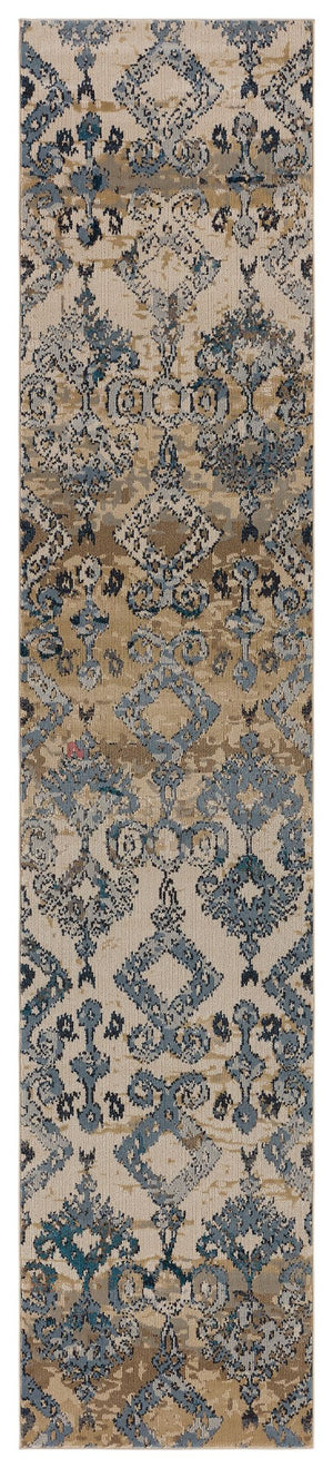 Jaipur Living Nikki Chu Sanaa Ikat Runner Rug Distressed African Motif Fringe Hallway Accent Blue 2'6"X12' RUG151385