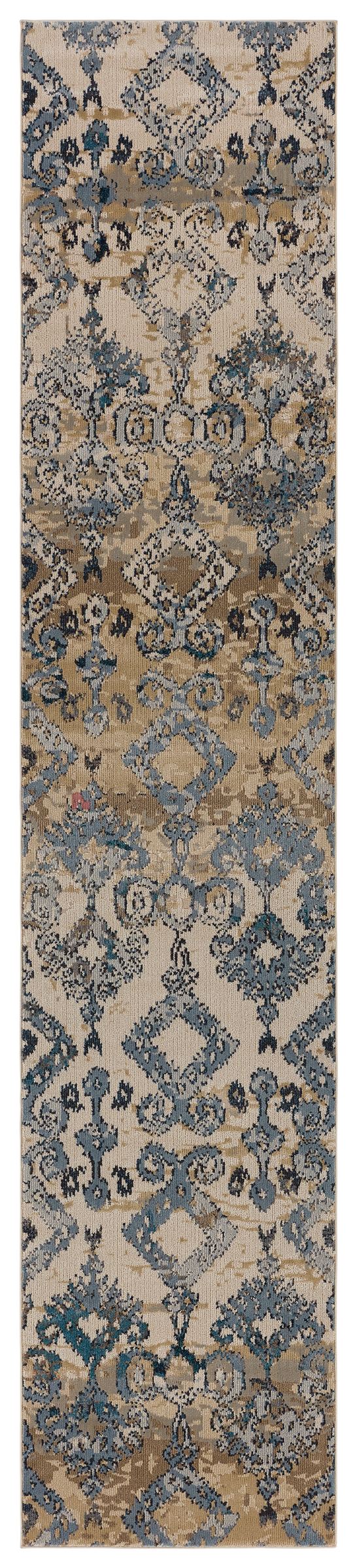 Jaipur Living Nikki Chu Sanaa Ikat Runner Rug Distressed African Motif Fringe Hallway Accent Blue 2'6"X12' RUG151385