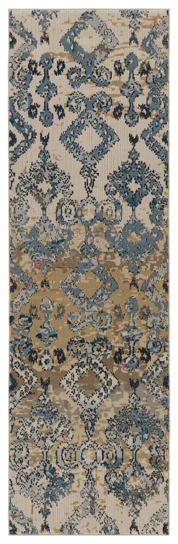 Jaipur Living Nikki Chu Sanaa Ikat Runner Rug Distressed African Motif Fringe Hallway Accent Blue 2'6"X8' RUG151386