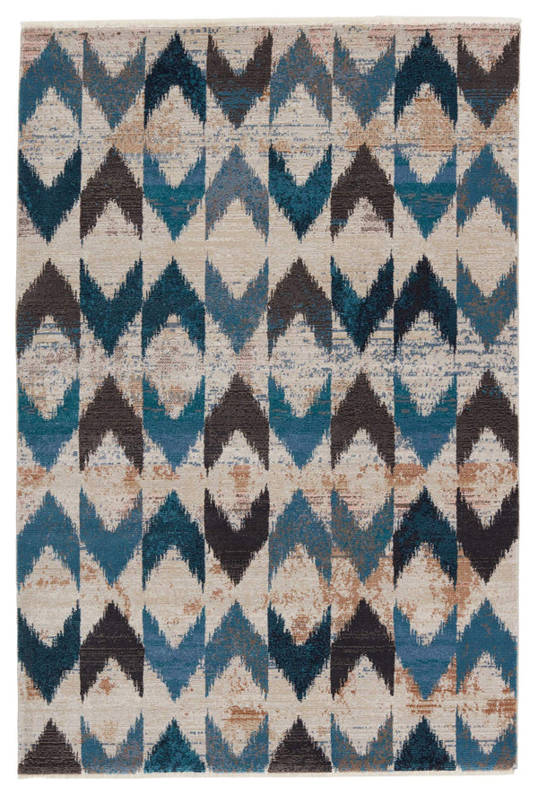 Jaipur Living Nikki Chu Sanaa Chevron Runner Rug Distressed African Fringe Hallway Accent Blue 7'10"X11'1" RUG151402