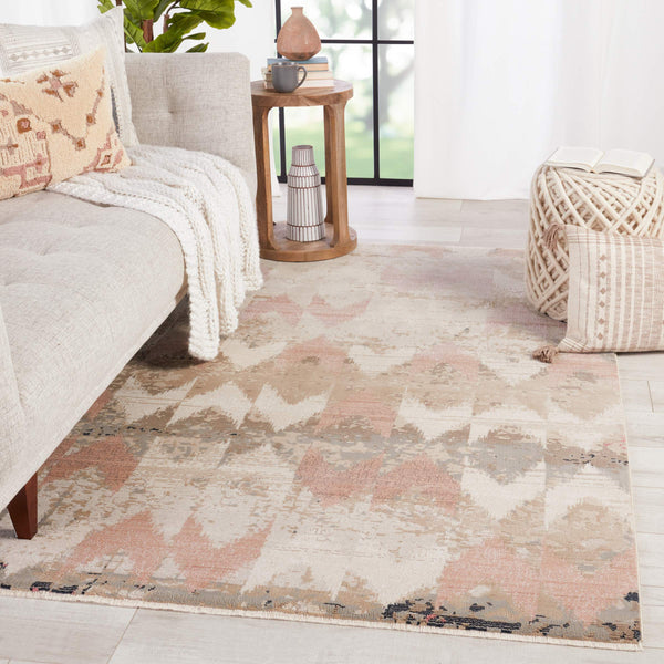 Jaipur Living Nikki Chu Sanaa Chevron Runner Rug Distressed African Fringe Hallway Accent Beige 2'6"X8' RUG151411