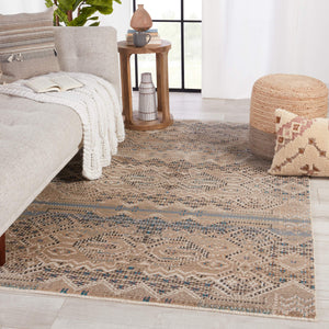 Jaipur Living Nikki Chu Sanaa Tribal Runner Rug Polypropylene Geometric Fringe Hallway Accent Tan RUG151421