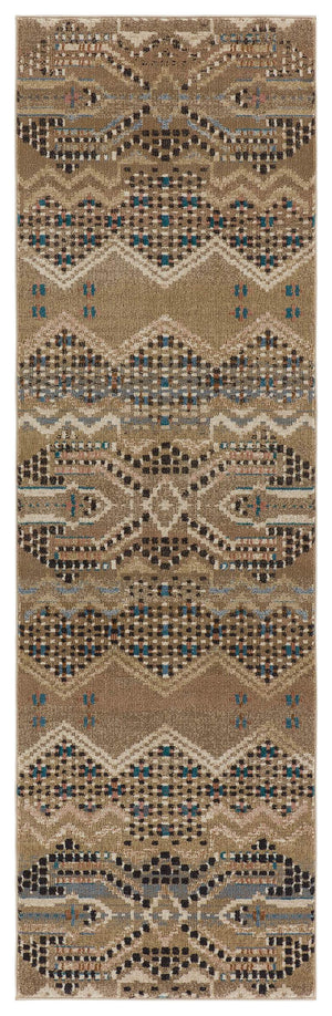 Jaipur Living Nikki Chu Sanaa Tribal Runner Rug Polypropylene Geometric Fringe Hallway Accent Tan RUG151421