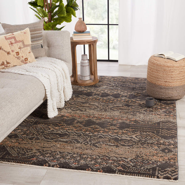 Jaipur Living Nikki Chu Sanaa Tribal Runner Rug Polypropylene Geometric Fringe Hallway Accent Black RUG151426
