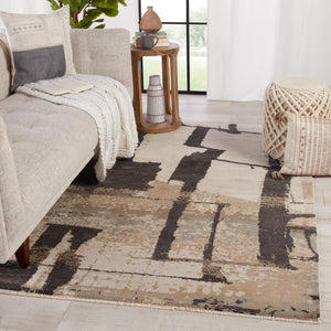 Jaipur Living Nikki Chu Lehana Abstract Polypropylene Area Rug with Fringe for Living Rooms Dark Brown 7'10" x 11'1" RUG151427