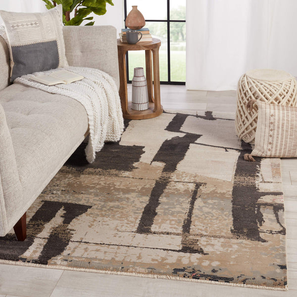 Jaipur Living Nikki Chu Lehana Abstract Polypropylene Area Rug with Fringe for Living Rooms Dark Brown 7'10" x 11'1" RUG151427