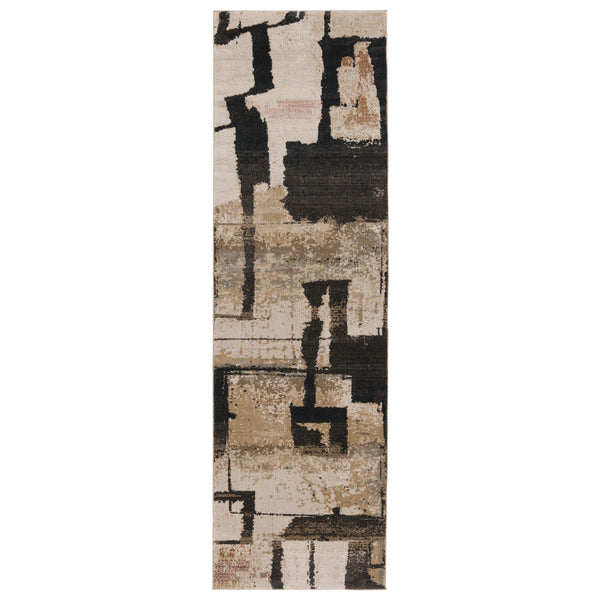 Jaipur Living Nikki Chu Lehana Abstract Polypropylene Area Rug with Fringe for Living Rooms Dark Brown 2'6" x 8' RUG151431
