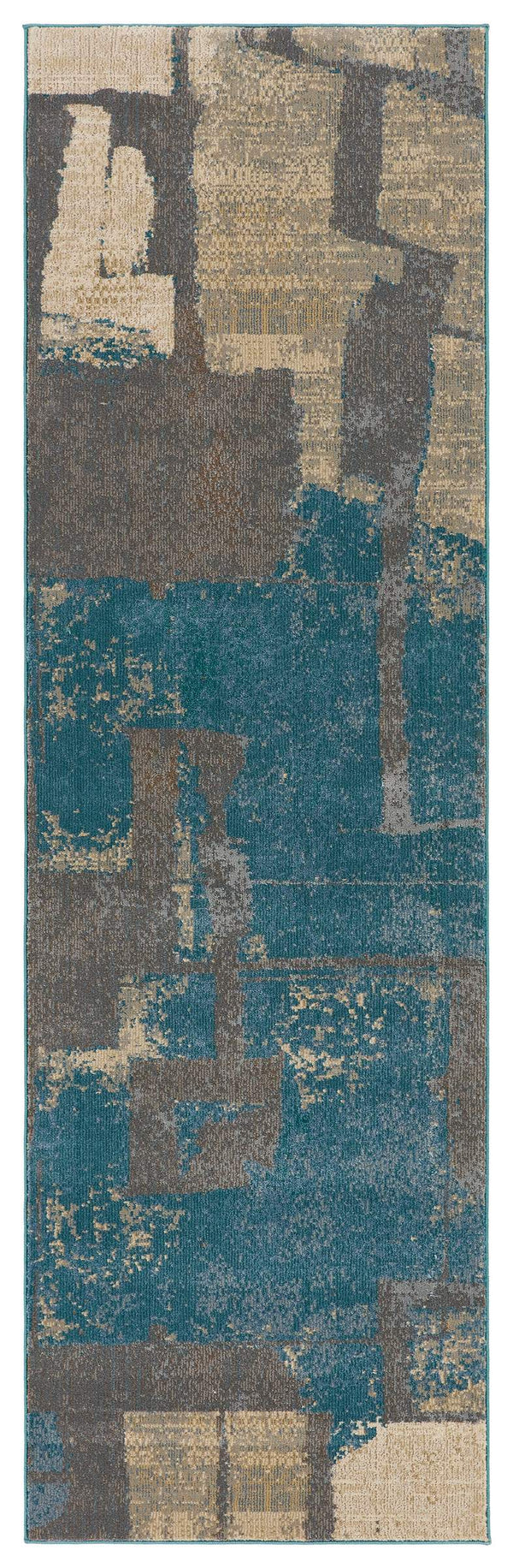 Jaipur Living Nikki Chu Lehana Abstract Polypropylene Area Rug with Fringe for Living Rooms Blue 2'6" x 8' RUG151436