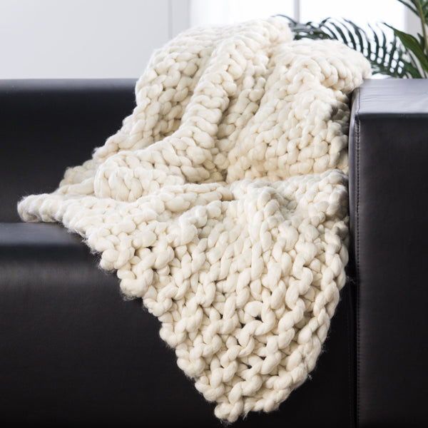 Jaipur Living Nikki Chu Sublime Chunky Knit Acrylic Throw Scandinavian Hygge Cozy Sofa Accent Ivory THR100332