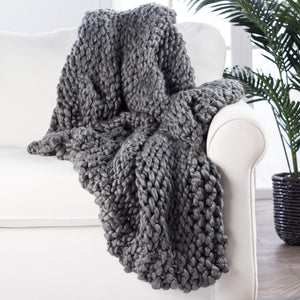 Jaipur Living Nikki Chu Sublime Chunky Knit Acrylic Throw Scandinavian Hygge Cozy Sofa Accent Gray THR100334