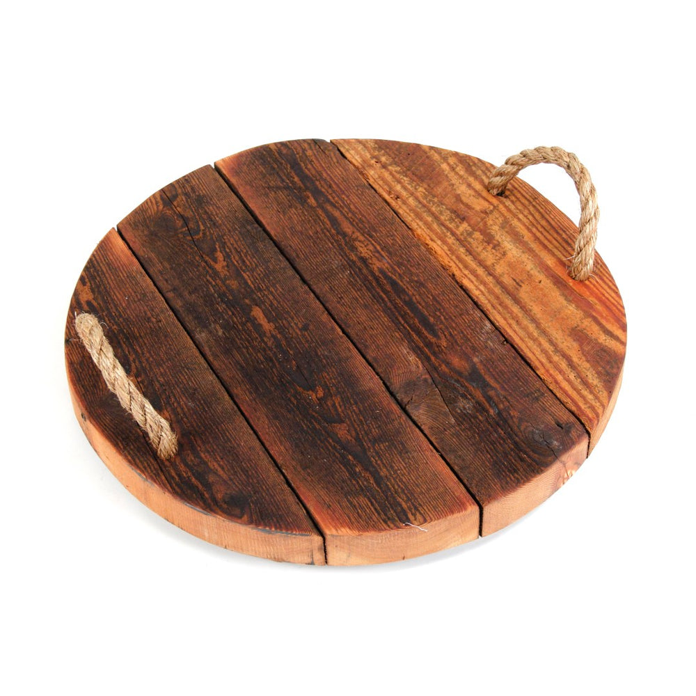 Zentique Serving Board: Exquisite 18" Round Reclaimed Wood For Elegant Entertaining And Charcuterie Displays Stained With Mineral Oil Reclaimed Wood Sboard 24" Round