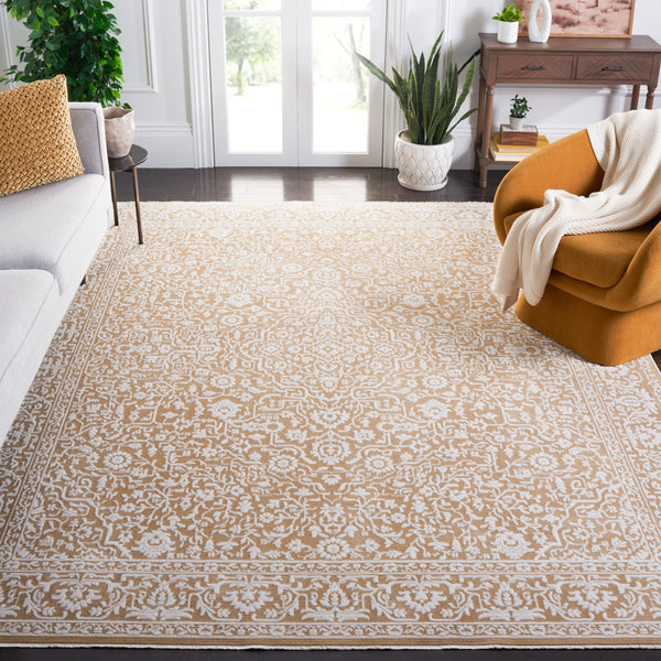 Safavieh Sabrina Transitional Area Rug - Luxurious Gold And Ivory Design For Timeless Living Room Elegance Gold ,Ivory 80% Polyester,20% Viscose Sbr847d-210