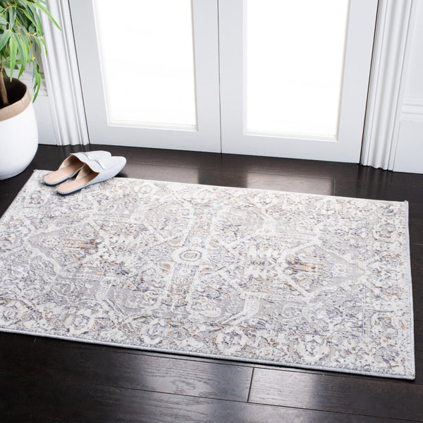 Safavieh Sabrina Exquisite Traditional Area Rug With Antique Floral Motifs For Timeless Elegance And Style Ivory ,Light Grey Polyester Sbrl834b-28
