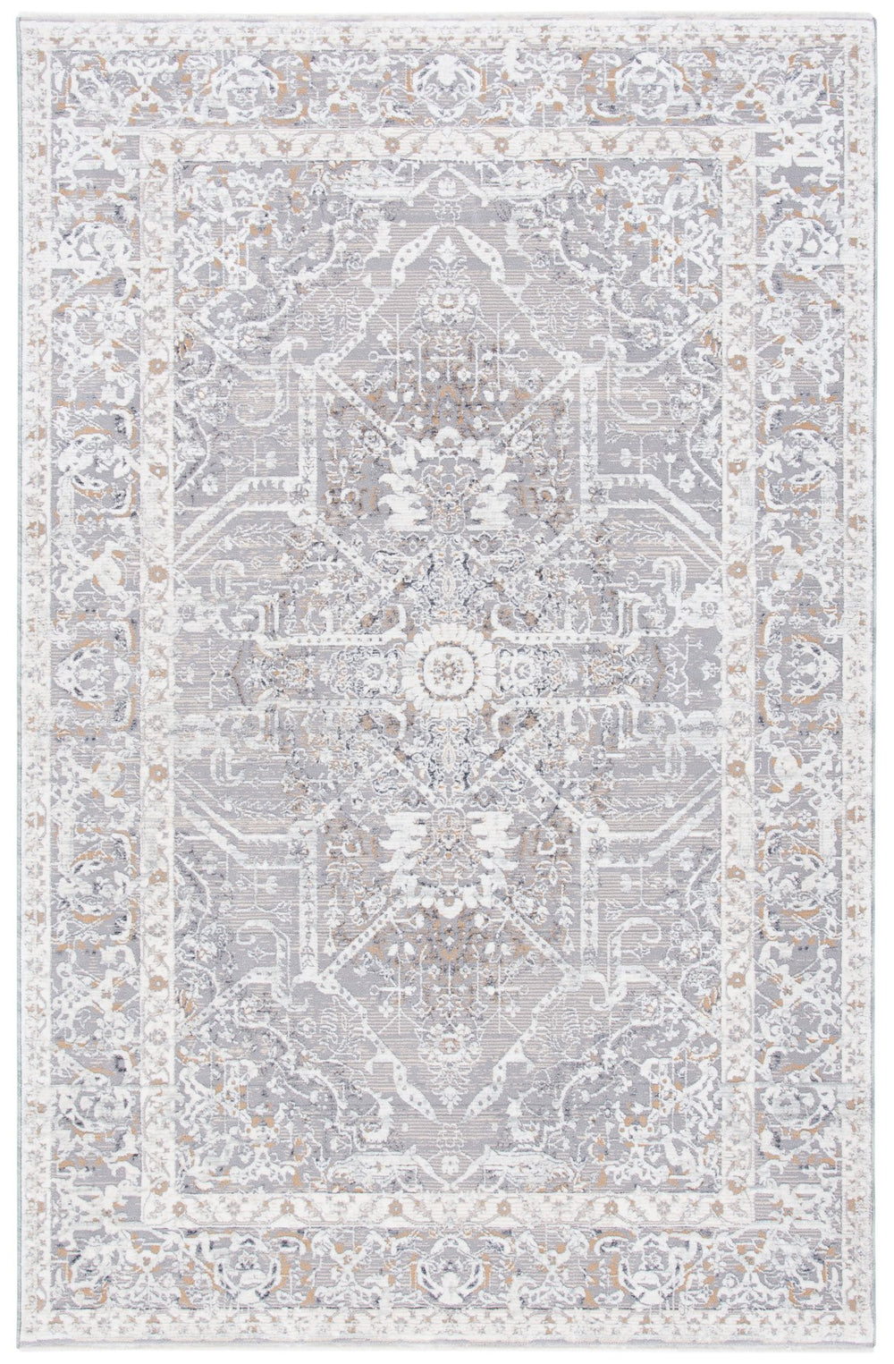 Safavieh Sabrina Exquisite Traditional Area Rug With Antique Floral Motifs For Timeless Elegance And Style Ivory ,Light Grey Polyester Sbrl834b-28